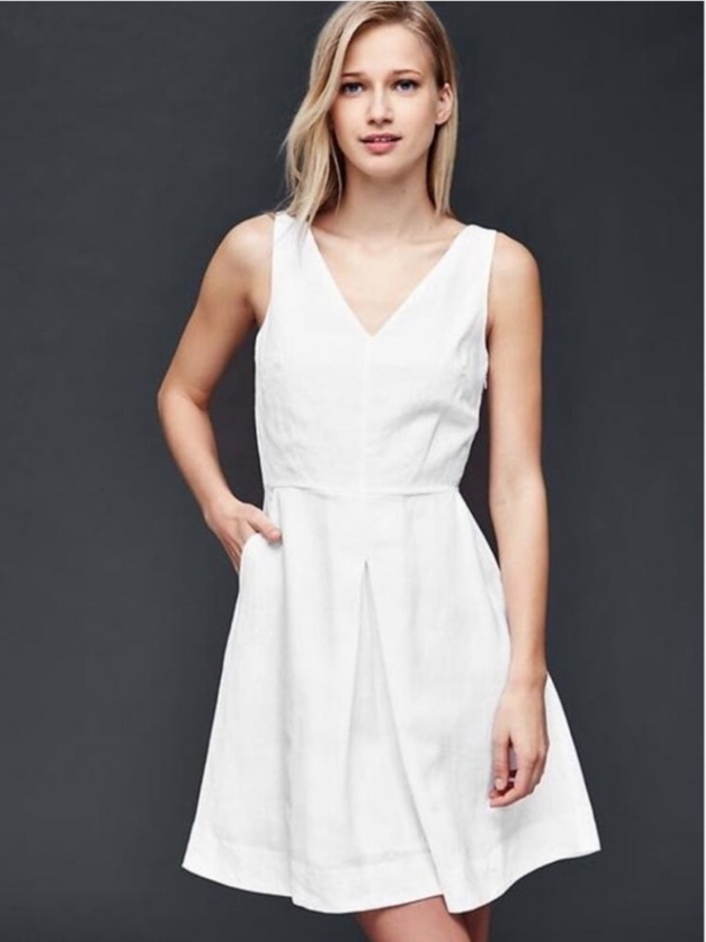 Gap Classic Linen V-Neck White Sundress